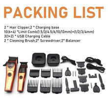 Load image into Gallery viewer, Professional 9200RPM 2PC SET Hair Clippers Hair Trimmer with Charging Base Fade Blade Mens Cordless Barbers Haircut Kit

