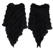 Load image into Gallery viewer, Women Winter Knit Hooded Poncho Cape Lady Spring Fringed Shawl Wrap Sweater Pullover Vintage Chic Tassels Cloak Capes
