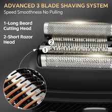 Load image into Gallery viewer, Electric Foil Shavers for Men Mini Electric Razor for Beard/Face with 3 Floating Blades LED Display Cordless Face Shaver
