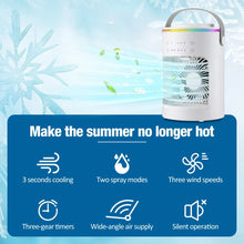 Load image into Gallery viewer, Spray Cooling Fan Household Desktop Small Water Cooling Massager Portable Air Outdoor Office With Ambient Light for Summer
