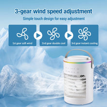 Load image into Gallery viewer, Spray Cooling Fan Household Desktop Small Water Cooling Massager Portable Air Outdoor Office With Ambient Light for Summer

