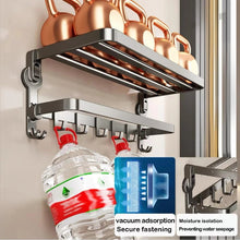 Load image into Gallery viewer, Wall-mounted Suction Cup Bathroom Towel Rack Gun Gray Aluminum Alloy Bathroom Punch-free Towel Rack Storage Rack
