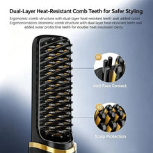 Load image into Gallery viewer, Anti-Scald Portable Hair Straightening Brush Rechargeable Hot Brush with Display for Frizz Control and Hair Ends
