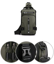 Load image into Gallery viewer, Men Sling Backpack Cross body Shoulder Chest Bag with USB Charging Port Travel Waterproof Nylon Male Multipurpose Messenger Bags
