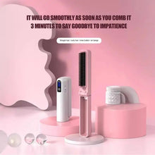 Load image into Gallery viewer, Hair Brush Straightener Rechargeable Hair Straightener Comb Portable Hair Straightener LCD Display Hair Iron Straightener Hair
