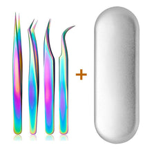 Load image into Gallery viewer, 4PCS Lash Tweezers Set False Eyelash Extension Clip Pliers Eyebrow Tweezers For Hair Nail Art Soldering Lash Tongs Makeup Tools
