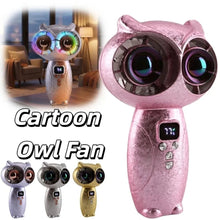 Load image into Gallery viewer, Turbo Mini Handheld Fan Strong Wind Quiet USB Rechargeable Fan Owl Shaped Lightweight Personal Cooling Fan for 3000mAh
