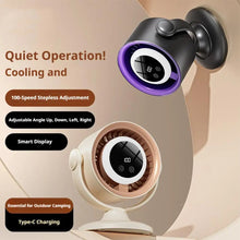 Load image into Gallery viewer, Turbo Desk Fan With Digital Display 100 Speed Rechargeable Air Circulation Fan LED Light Wall Mountable Home Camping Cooling Fan
