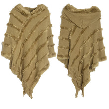 Load image into Gallery viewer, Women Winter Knit Hooded Poncho Cape Lady Spring Fringed Shawl Wrap Sweater Pullover Vintage Chic Tassels Cloak Capes
