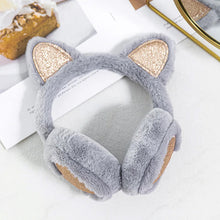 Load image into Gallery viewer, Cute Glitter Cat Ear Earmuff Soft Plush Warmer Winter Warm for Women Men Fashion Solid Earflap Outdoor Cold Protection Ear Cover
