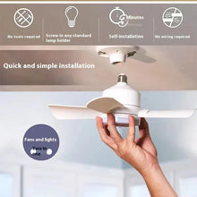 Load image into Gallery viewer, Ceiling Fan Led Light Socket Fan With Smart Remote Control 1000Lm 5000K Bulb Retractive Fan Lamp For Bedroom Living Room
