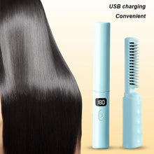 Load image into Gallery viewer, Straightener Comb Anti-Scald Cordless Hair Straightener Brush 70Mins Long Battery Life USB Rechargeable Electric for Home Travel
