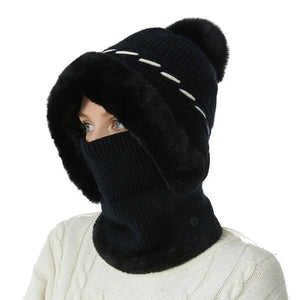 Warmer Knitted Hat Casual Winter Plush Ears Protection Cap Multipurpose Beanie Cap Outdoor