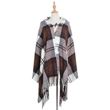 Load image into Gallery viewer, Hooded Open Stitch Loose Coat Big Hat Capes Women Winter Thick Outwear Tibet Classic Printed Tassel Fringe Cloak
