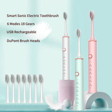 Load image into Gallery viewer, Ultrasonic Electric Toothbrush Rechargeable USB for Adults Sonic Automatic Tooth Brush Whitening Oral Hygiene 8 Replacement Head
