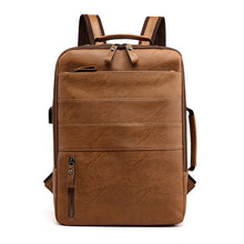 Load image into Gallery viewer, Business Backpacks For Men Waterproof PU Leather Laptop Bag Large Capacity USB Charging Rucksack Male Fashion Bagpack
