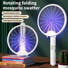 Load image into Gallery viewer, USB Electric Fly Swatters Foldable UV Light Electric Flies Shocker Rotatable 800mAh Rechargeable Pest Control for Outdoor Indoor
