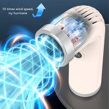 Load image into Gallery viewer, Bladeless Handheld Cooling Fan Digital Display Rechargeable Handheld Bladeless Fan Push Button with Type C Interface for Travel

