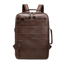 Load image into Gallery viewer, Business Backpacks For Men Waterproof PU Leather Laptop Bag Large Capacity USB Charging Rucksack Male Fashion Bagpack
