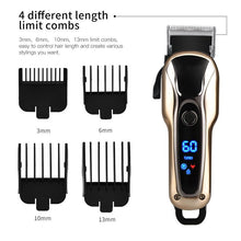 Load image into Gallery viewer, Electric Hair Clipper USB Rechargeable Professional Hair Barber for Men Haircutter LED Display Digital with 4 Limit Combs

