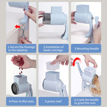 Load image into Gallery viewer, Rotary Grater Food Mills Nut Grinder With 2 Drum Blade for Cheese Grating and Nuts Grinding Vegetable Shredding Fruits Slicer
