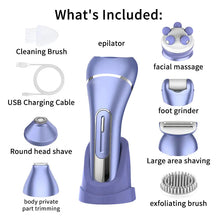 Load image into Gallery viewer, 7IN1 Electric Shaver for Womens Bikini Legs Underarm Public Hairs Rechargeable Trimmer with Detachable Head Cordless Wet Dry Use

