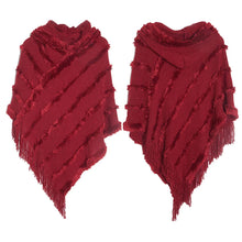Load image into Gallery viewer, Women Winter Knit Hooded Poncho Cape Lady Spring Fringed Shawl Wrap Sweater Pullover Vintage Chic Tassels Cloak Capes
