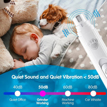 Load image into Gallery viewer, Dog Nail Drill 2-Speed Electric Rechargeable Pet Nail Trimmer Painless Paws Grooming Smoothing for Small Medium Large Dogs Cat
