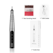 Load image into Gallery viewer, 35000RPM Nail Drill Professional Rechargeable Cordless Electric File Portable LED Screen Kit
