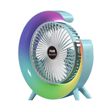 Load image into Gallery viewer, USB Desk Fan Quiet 3 Speeds Angle Adjustable with 5 Light Modes USB Desk Fan Personal Fan for Home Bedroom Travel Indoor Office
