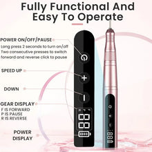 Load image into Gallery viewer, 35000RPM Nail Drill Professional Rechargeable Cordless Electric File Portable LED Screen Kit

