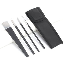 Load image into Gallery viewer, 4Pcs/Set Black Stainless Steel Pedicure Knife Professional Pedicure Knife Set Foot Care Tool Nail Tool Kit With Bag
