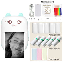 Load image into Gallery viewer, Portable Thermal Printer MINI CAT Print Photo Pocket Thermal Label Printer 58mm Printing Wireless Bluetooth Android IOS Printers
