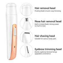 Load image into Gallery viewer, Electric Eyebrow Trimmer USB Rechargeable 4 In 1 Clipper Hair Remover Machine Women Shaver Lady Epilator Razor Face Makeup Tool
