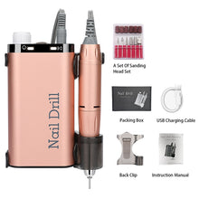 Load image into Gallery viewer, 35000RPM Electric Nail Drill Rechargeable USB Nail Manicure Machine For Salon Portable Professional Nail Sander for Polish
