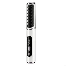 Load image into Gallery viewer, Anti-Scald Portable Hair Straightening Brush Rechargeable Hot Brush with Display for Frizz Control and Hair Ends
