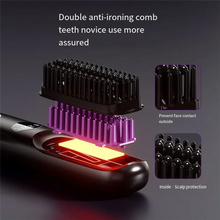Load image into Gallery viewer, Cordless Heated Hot Brush 3 Temp Settings 160-200°C Heat Brush LCD Display Electric Hot Comb For Smooth

