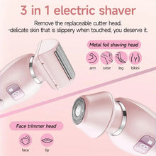 Load image into Gallery viewer, 2-IN-1 Electric Shaver Razors for Women Legs Underarm Face Pubic Hairs,Wet Dry Use Rechargeable Bikini Trimmer Hair Removal
