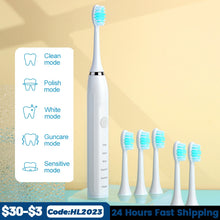 Load image into Gallery viewer, Sonic Electric Toothbrushes for Adults Kids Smart Timer Rechargeable Whitening Toothbrush IPX7 with 6 Brush Heads
