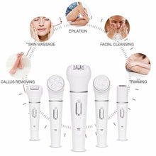 Load image into Gallery viewer, 5-In-1 Female Hair Remover Electric Shaver For Women'S Stratum Corneum Remover Facial Scrub Massager
