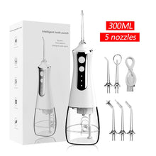 Load image into Gallery viewer, Smart Dental Water Jet Flosser Oral Irrigator Portable Rechargeable 3 Modes for Teeth Whitening Waterproof 300ml Tank 5 Nozzles
