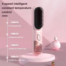 Load image into Gallery viewer, Hair Straightener Brush 4 Temperatures Fast Heating USB Rechargeable Negative Ions Brush Electric Fluffy Curly Hair Styling Comb
