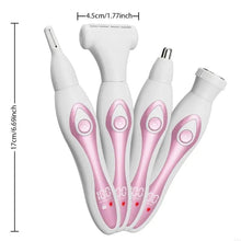 Load image into Gallery viewer, Electric Razors for Women,Hair Trimmer for Face Nose Brow Beard Arm Leg Armpit 4 in 1 Women Body Shaver
