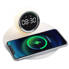 Load image into Gallery viewer, Wireless Charger Pad Stand Alarm Clock LED Desk Lamp Night Light 15W Phone Fast Charging Station Dock for iPhone Samsung Xiaomi
