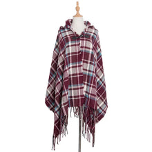Load image into Gallery viewer, Hooded Open Stitch Loose Coat Big Hat Capes Women Winter Thick Outwear Tibet Classic Printed Tassel Fringe Cloak
