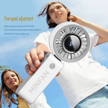Load image into Gallery viewer, Portable Fan Summer Cool Small Fan USB Rechargeable Hanging Neck Digital Display Electric Folding High Speed Fan
