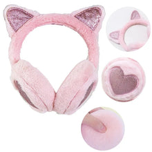 Load image into Gallery viewer, Cute Glitter Cat Ear Earmuff Soft Plush Warmer Winter Warm for Women Men Fashion Solid Earflap Outdoor Cold Protection Ear Cover
