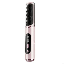 Load image into Gallery viewer, Anti-Scald Portable Hair Straightening Brush Rechargeable Hot Brush with Display for Frizz Control and Hair Ends
