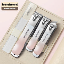 Load image into Gallery viewer, 4PCS/Set Portable Stainless Steel Nail Clipper Set Professional Nail Enhancement Set With Rotating Bag For Home Beauty Salons
