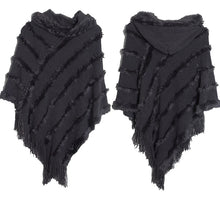 Load image into Gallery viewer, Women Winter Knit Hooded Poncho Cape Lady Spring Fringed Shawl Wrap Sweater Pullover Vintage Chic Tassels Cloak Capes
